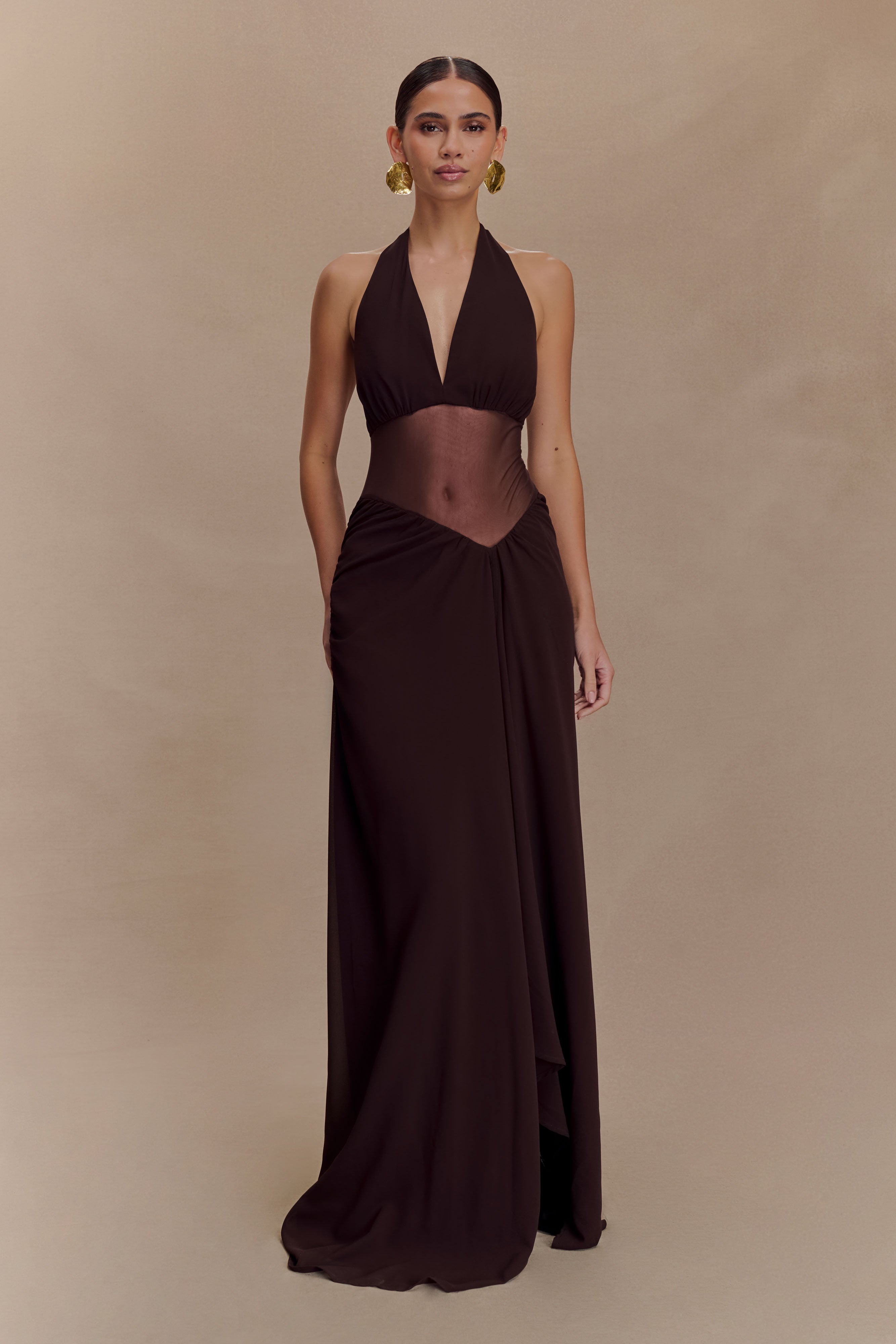 Jonna Chiffon And Mesh Maxi Dress