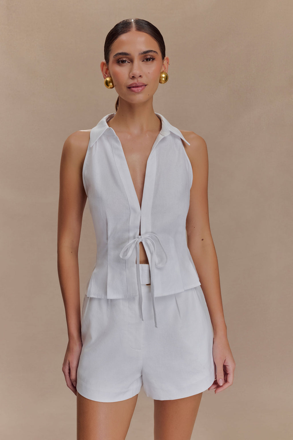 Scout Sleeveless Linen Shirt in White – Chic&Drifts
