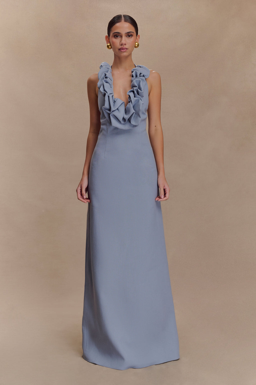 Carolyn Linen Bubble Maxi Dress in Misty Blue – Chic&Drifts