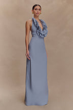 Carolyn Linen Bubble Maxi Dress in Misty Blue – Chic&Drifts
