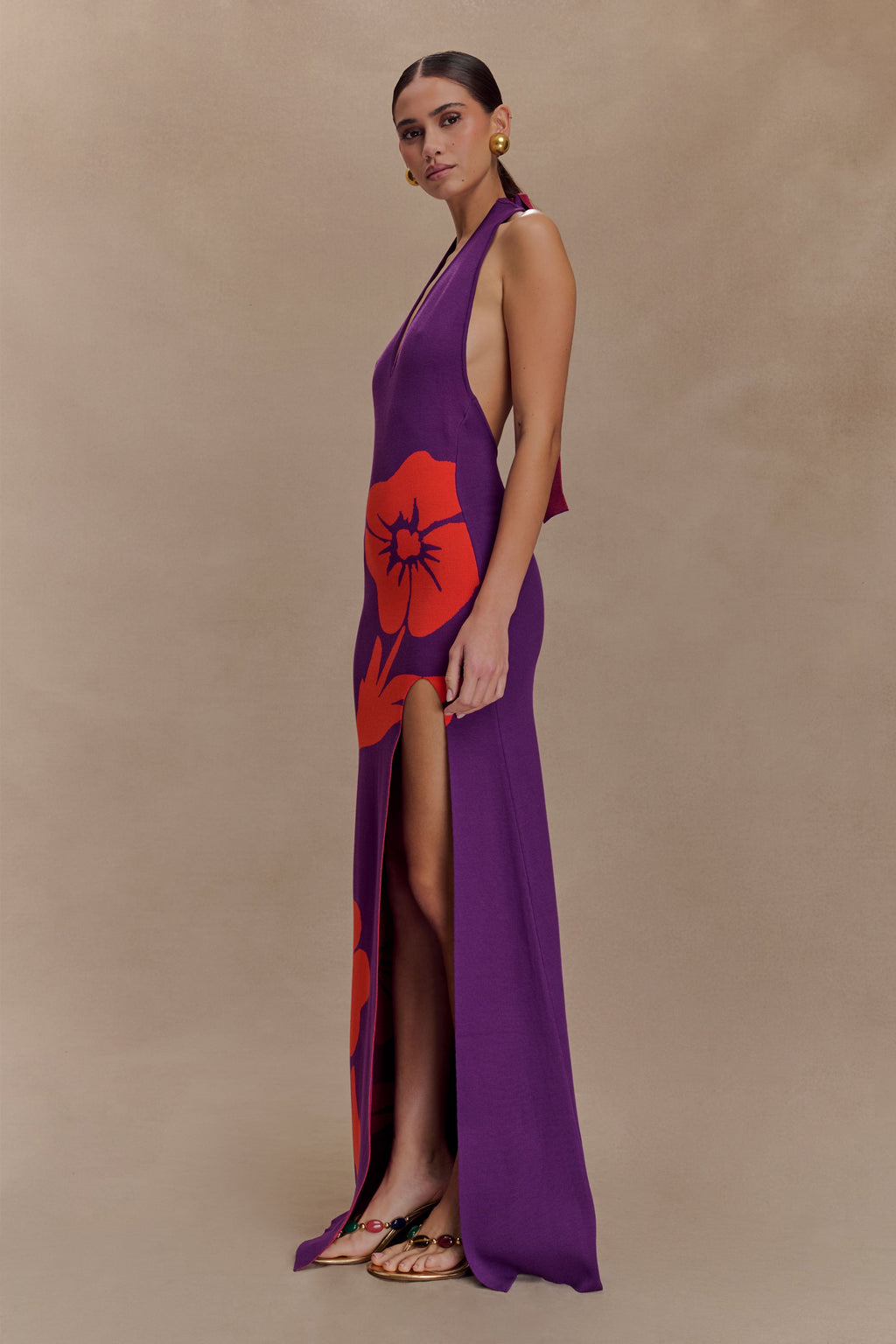 Stacy Knit Halter Maxi Dress in Purple/Red – Chic&Drifts
