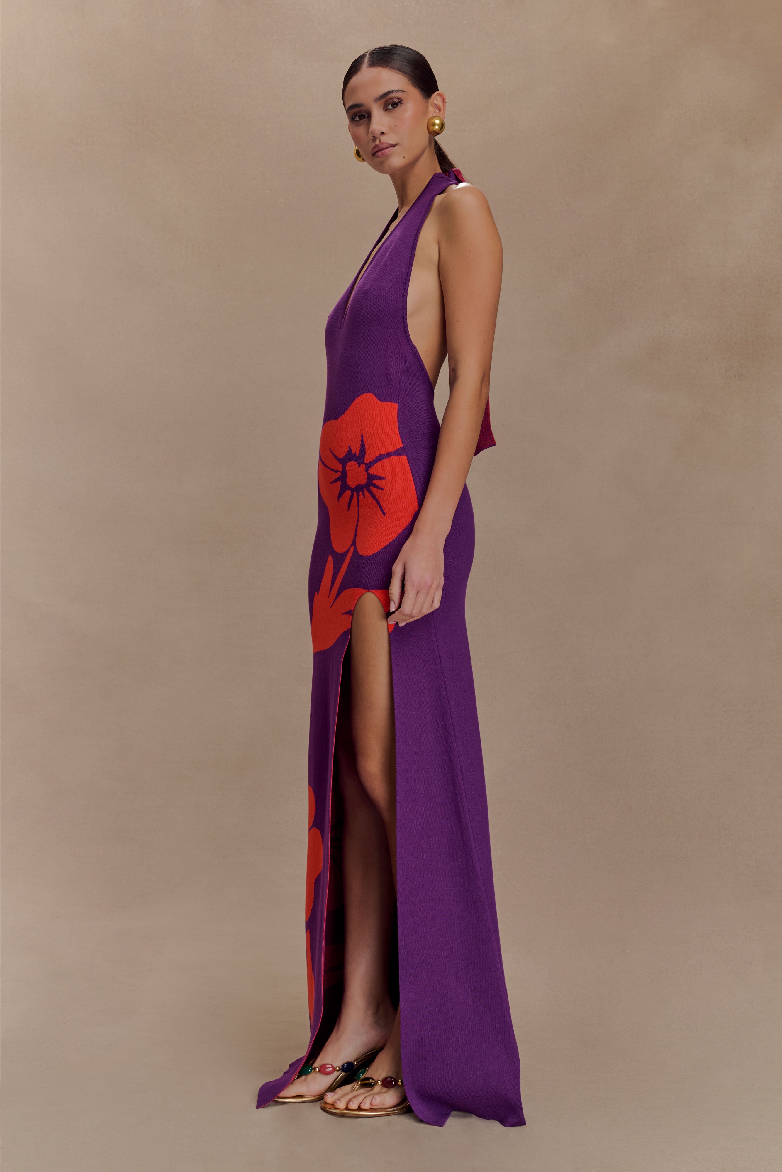 Stacy Knit Halter Maxi Dress in Purple/Red – Chic&Drifts