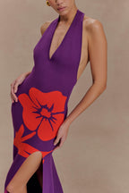 Stacy Knit Halter Maxi Dress in Purple/Red – Chic&Drifts