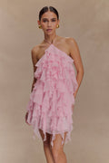 Marigold Ruffle Halter Mini Dress