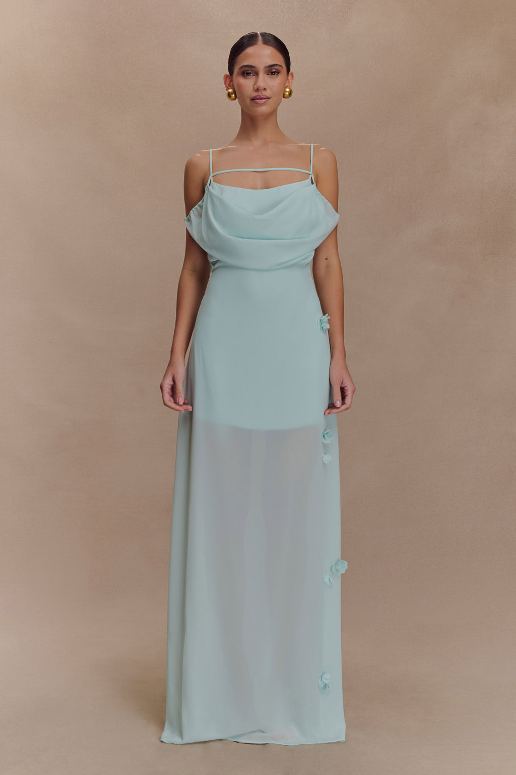 Rosalie Floral Chiffon Maxi Dress in Lagoon – Chic&Drifts