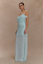 Rosalie Floral Chiffon Maxi Dress in Lagoon – Chic&Drifts