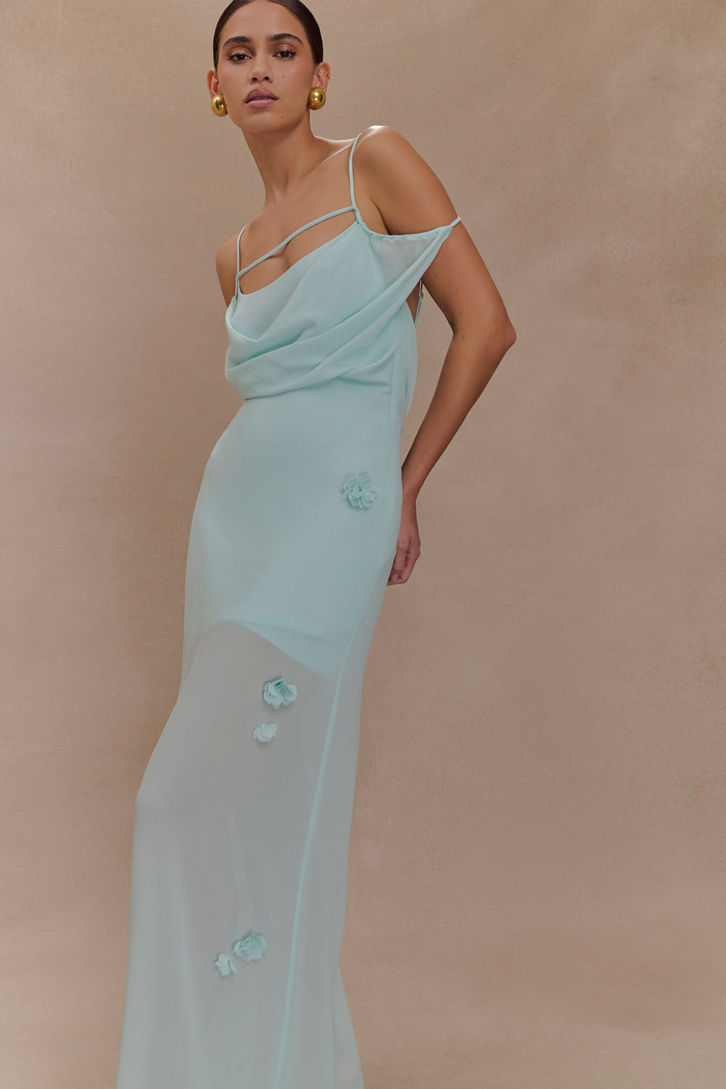 Rosalie Floral Chiffon Maxi Dress in Lagoon – Chic&Drifts