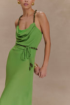 Elaine Chiffon Beaded Maxi Dress in Green – Chic&Drifts