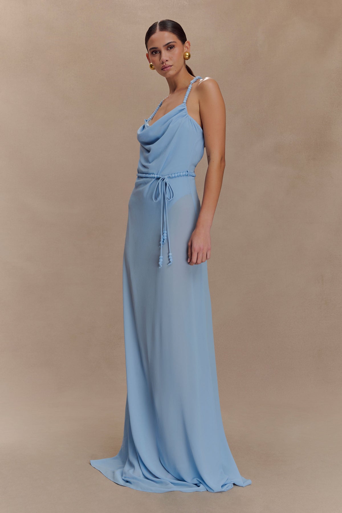 Elaine Chiffon Beaded Maxi Dress in Green – Chic&Drifts