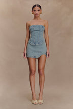 Alessia Embroidered Denim Corset in Light Vintage – Chic&Drifts