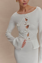 Alejandra Floral Long Sleeve Knit Top in White – Chic&Drifts