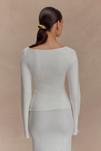 Alejandra Floral Long Sleeve Knit Top in White – Chic&Drifts