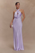 Phyllis Satin Halter Maxi Dress
