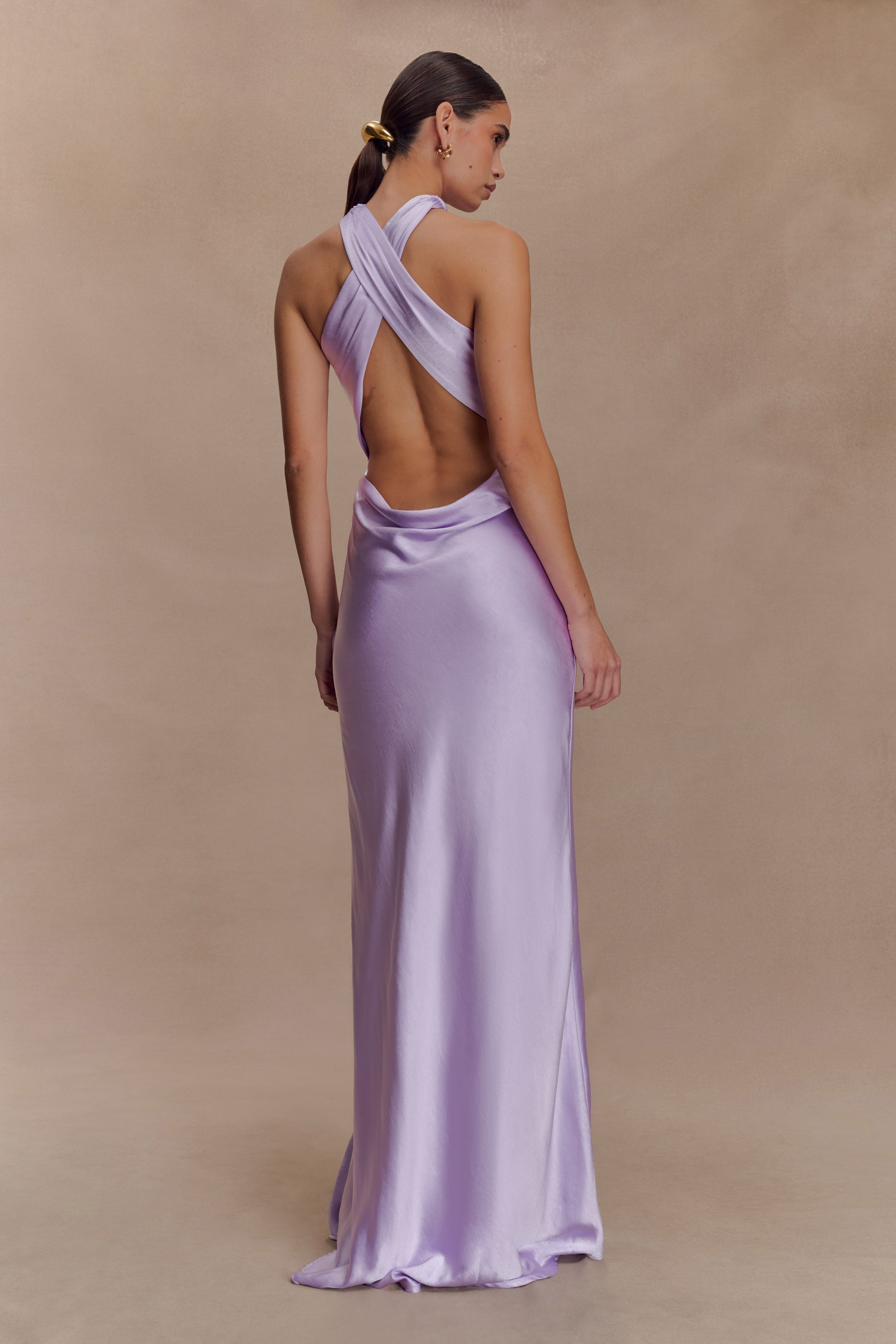 Phyllis Satin Halter Maxi Dress