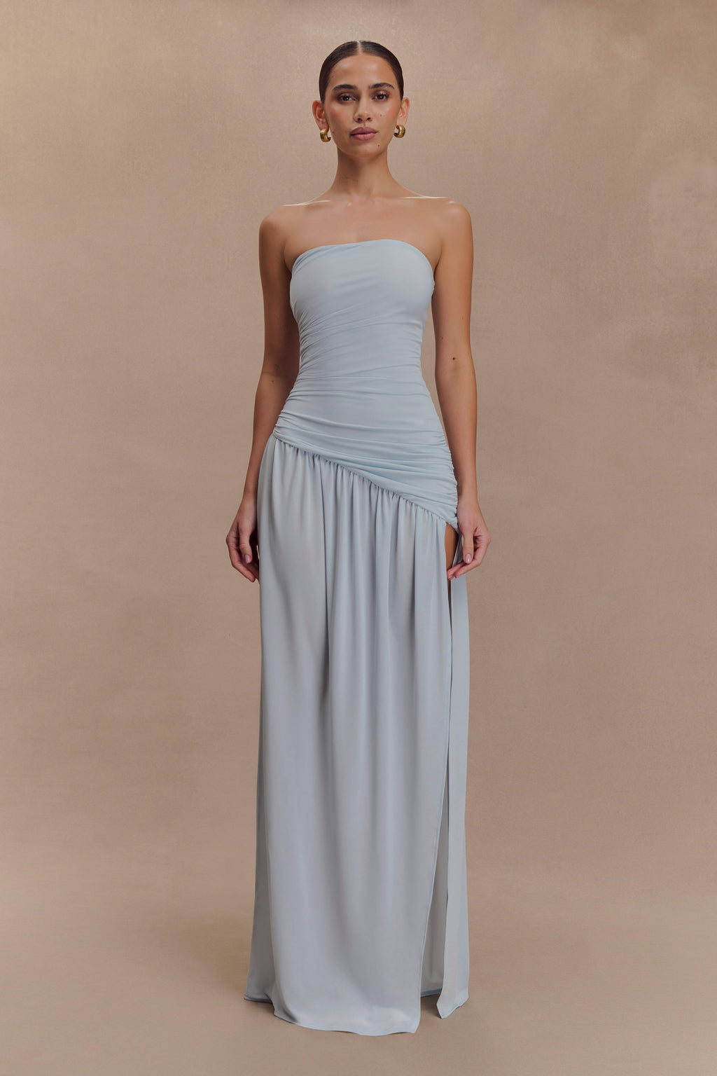 Bex Strapless Slinky Maxi Dress With Split