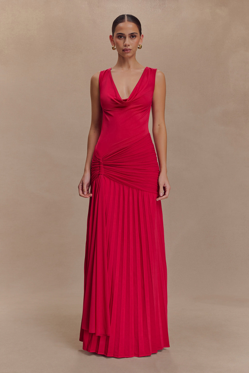 Dania Cowl Neck Slinky Maxi Dress in Fuchsia Pink – Chic&Drifts