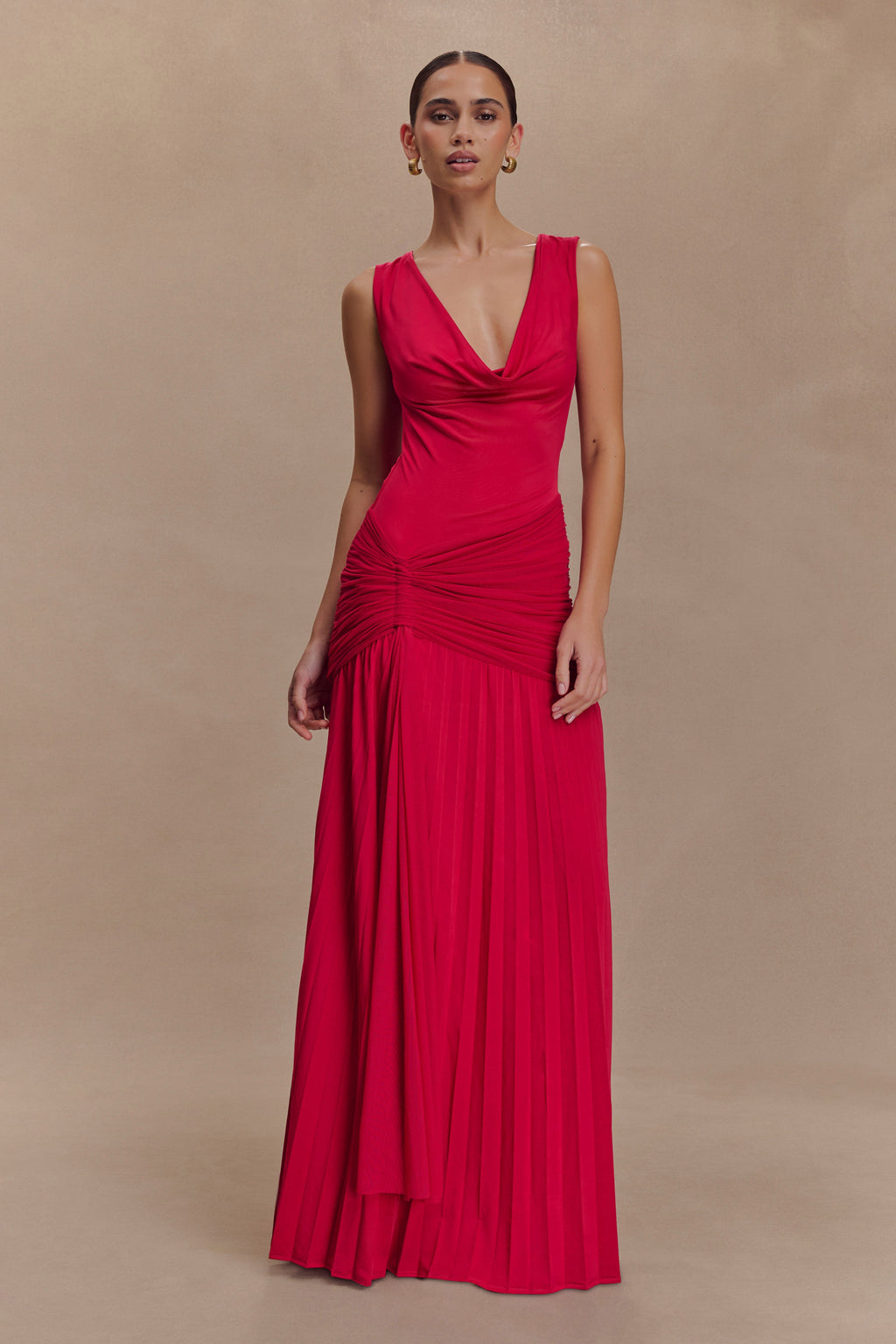 Dania Cowl Neck Slinky Maxi Dress in Fuchsia Pink – Chic&Drifts