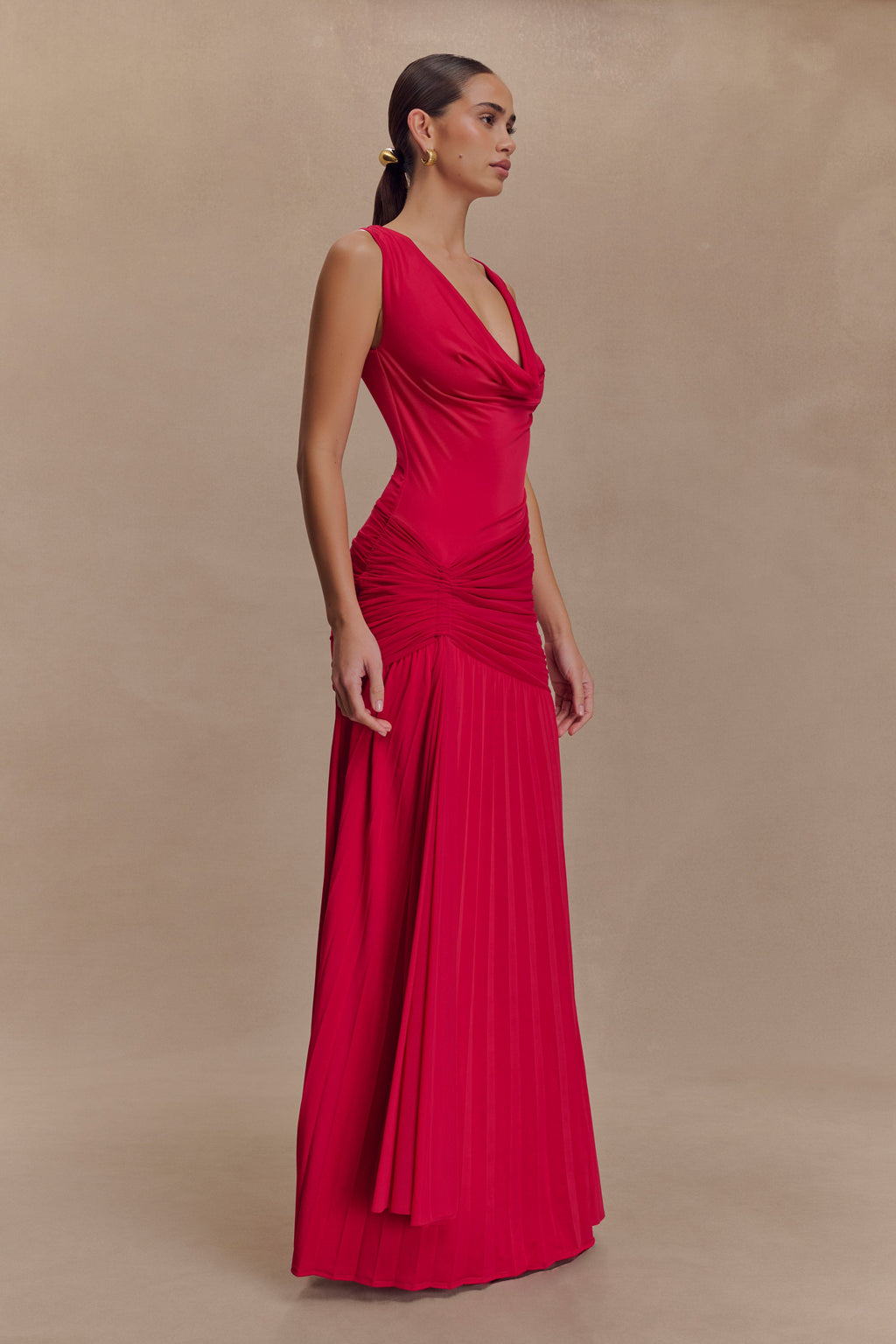 Dania Cowl Neck Slinky Maxi Dress in Fuchsia Pink – Chic&Drifts
