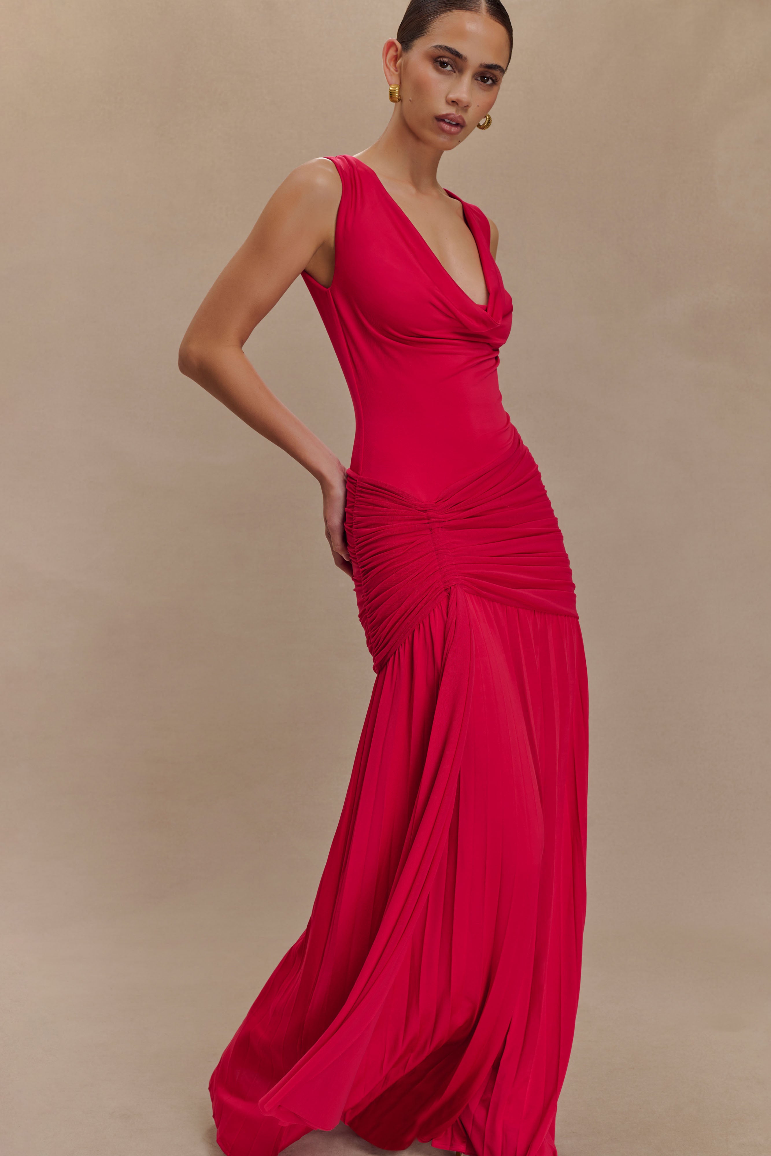 Dania Cowl Neck Slinky Maxi Dress