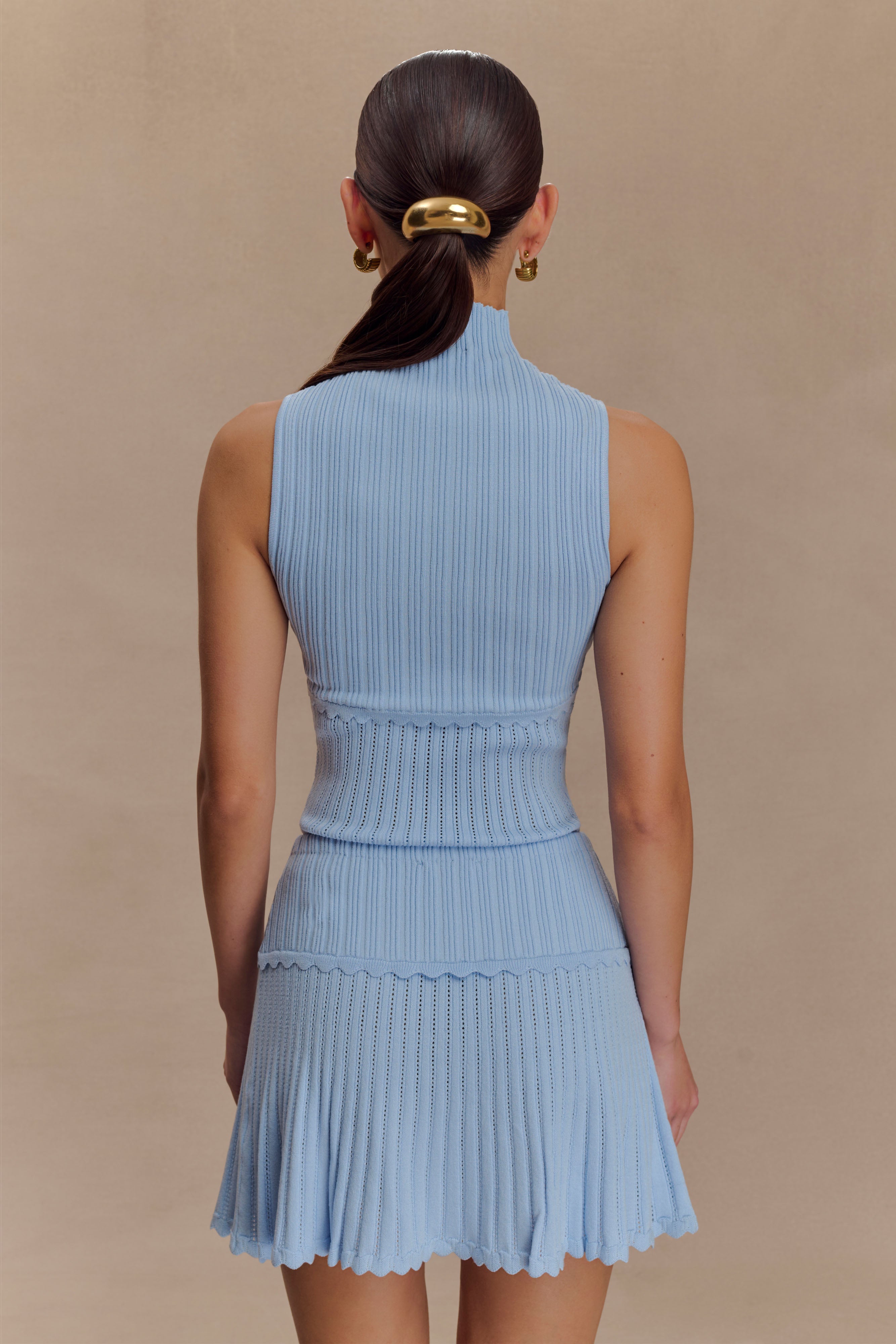 Indy Pointelle Knit Top in Cornflower Blue – Chic&Drifts