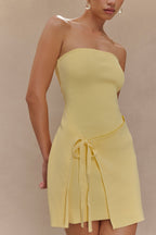 Rian Strapless Knit Mini Dress in Lemon – Chic&Drifts