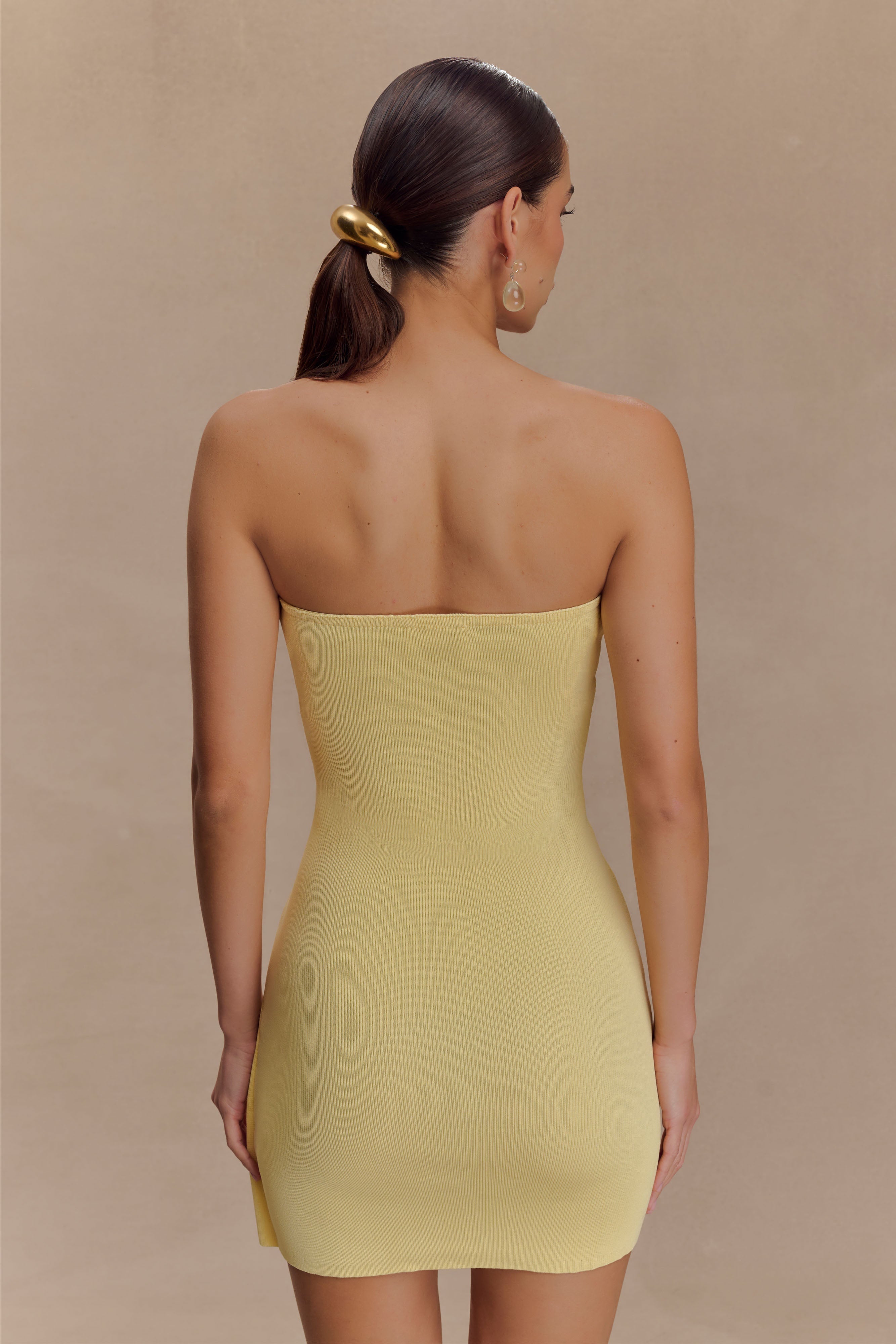 Rian Strapless Knit Mini Dress in Lemon – Chic&Drifts