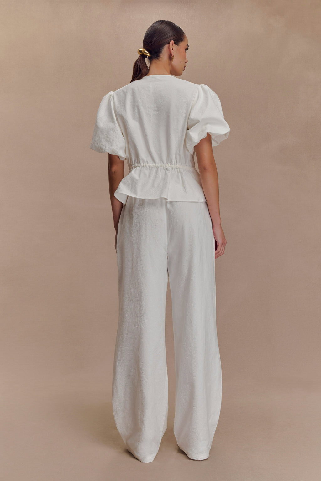 Janayia Cotton Wide Leg Trousers - White
