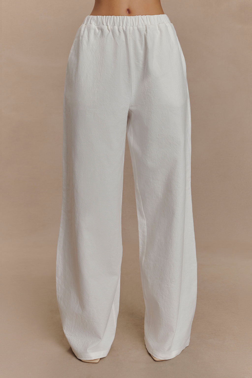 Janayia Cotton Wide Leg Trousers - White