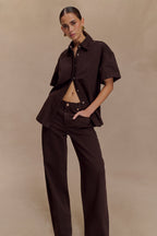 Maya Oversized Denim Shirt in Chocolate – Chic&Drifts