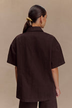 Maya Oversized Denim Shirt in Chocolate – Chic&Drifts