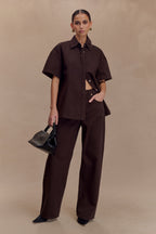 Maya Oversized Denim Shirt in Chocolate – Chic&Drifts