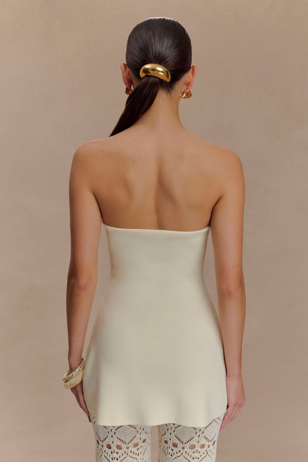 Anette Bandage Knit Strapless Top in Ivory – Chic&Drifts
