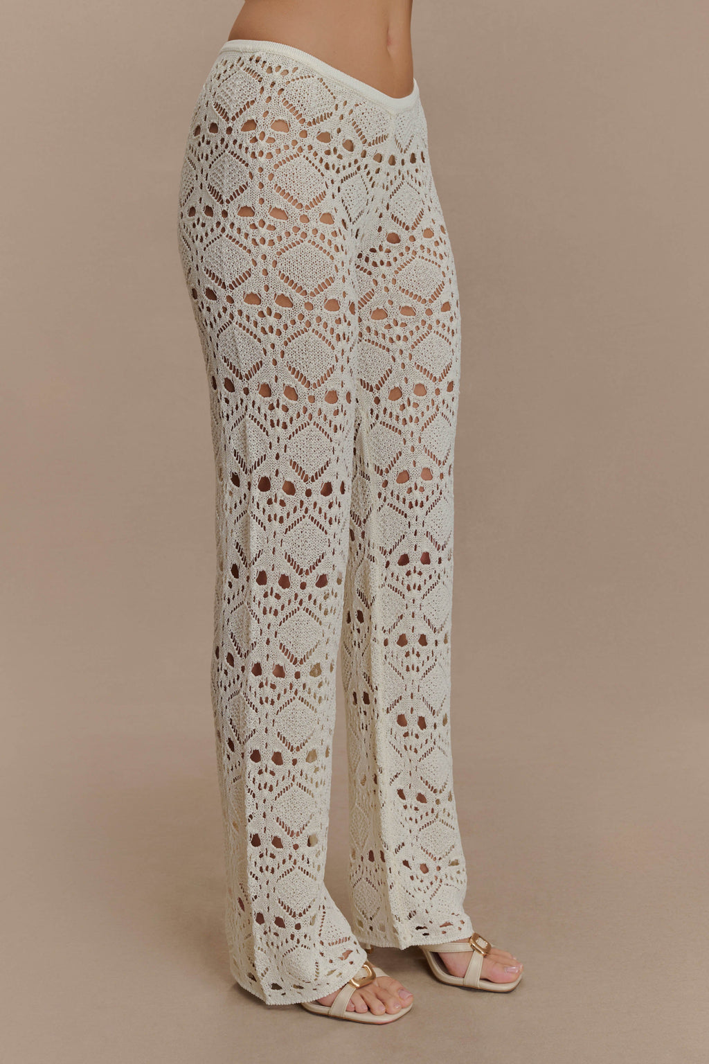 Trena Crochet Knit Trousers - Ivory