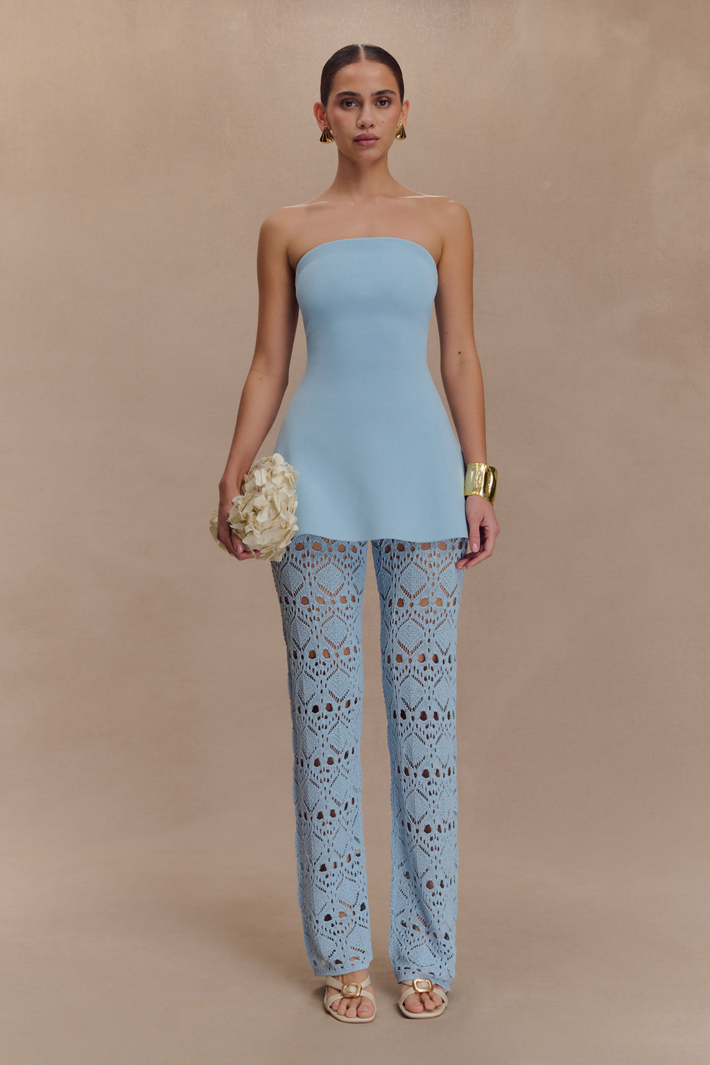 Anette Bandage Knit Strapless Top in Sky Blue – Chic&Drifts