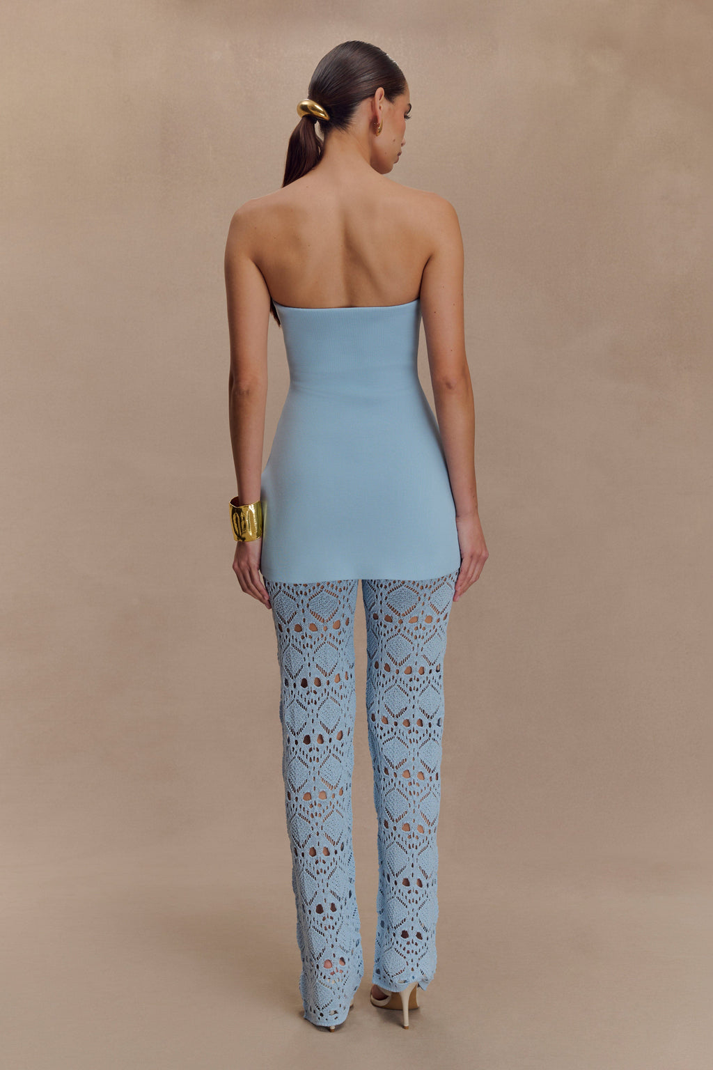 Anette Bandage Knit Strapless Top in Sky Blue – Chic&Drifts