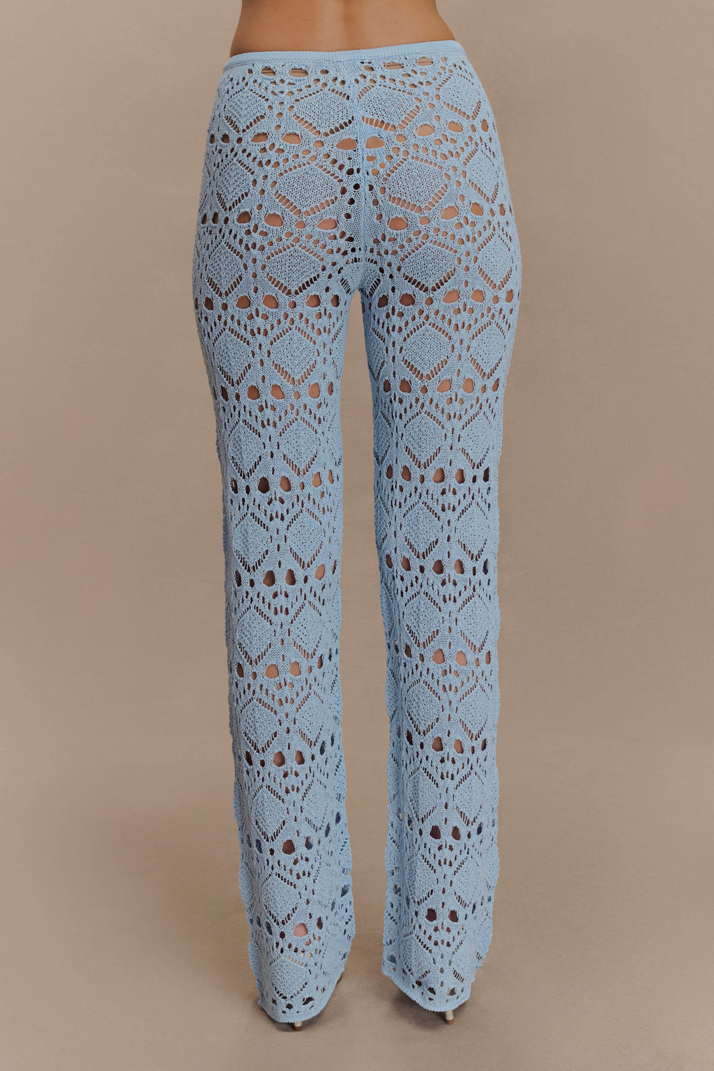Trena Crochet Knit Trousers - Sky Blue