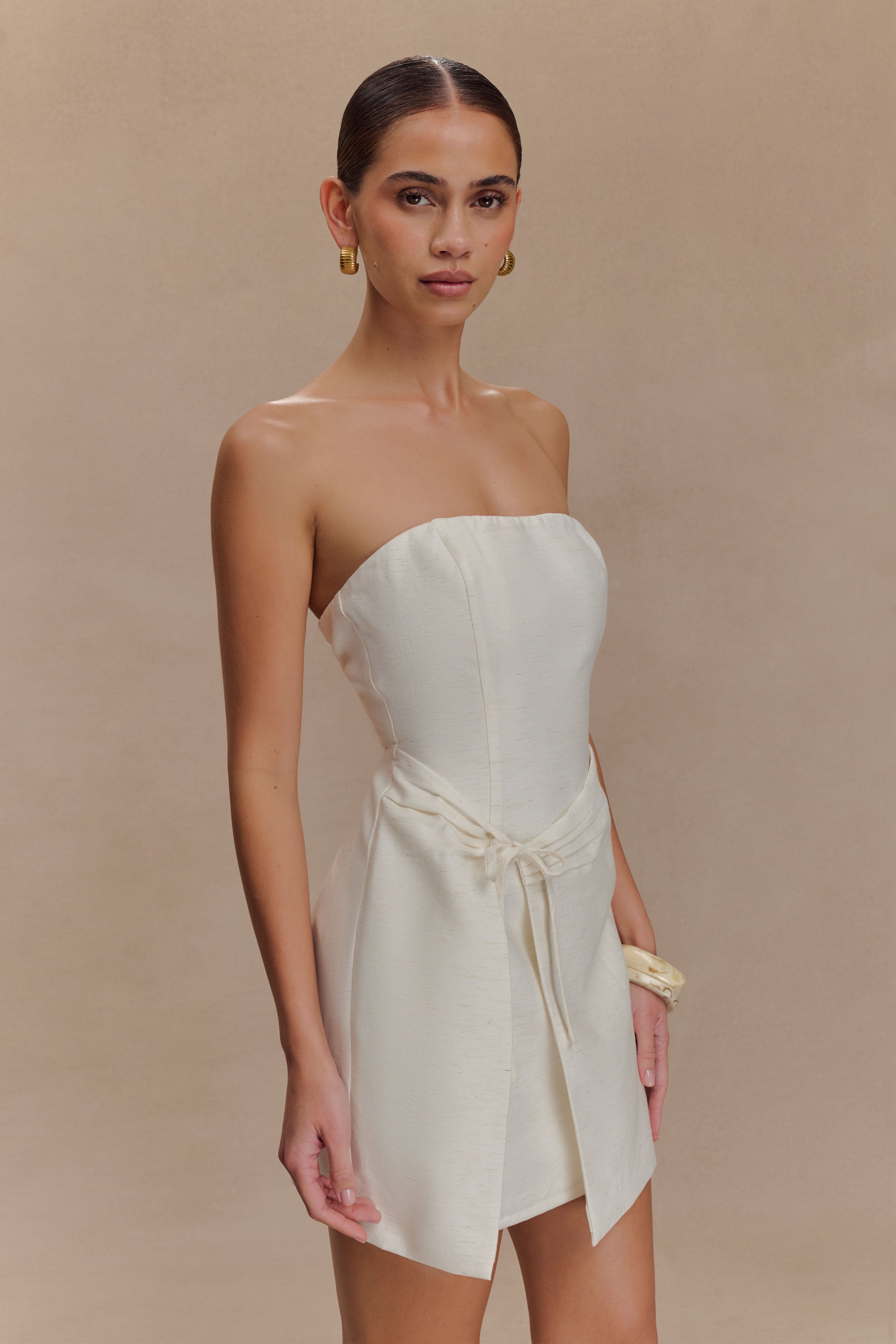 Steph Strapless Linen Mini Dress