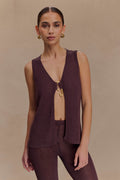 Malani Knit Top With Hardware in Chocolate – Chic&Drifts