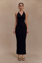 Ayella Cowl Knit Maxi Dress in Black – Chic&Drifts