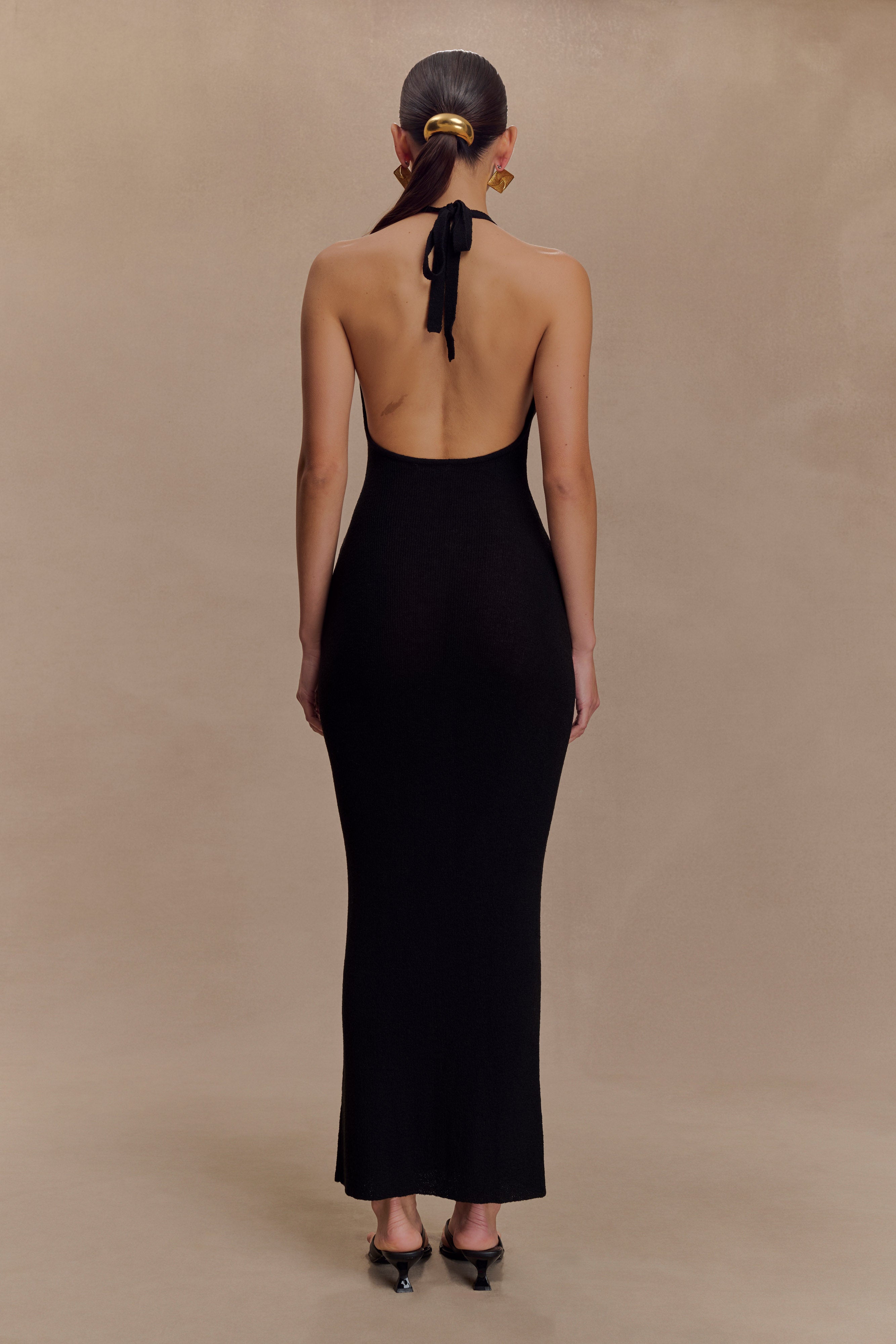 Ayella Cowl Knit Maxi Dress in Black – Chic&Drifts