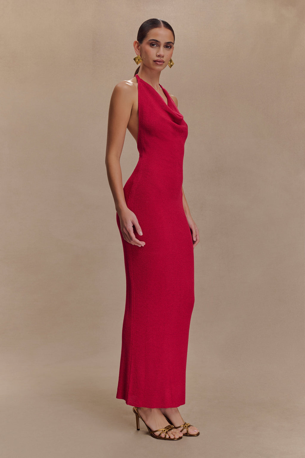 Ayella Cowl Knit Maxi Dress in Raspberry – Chic&Drifts