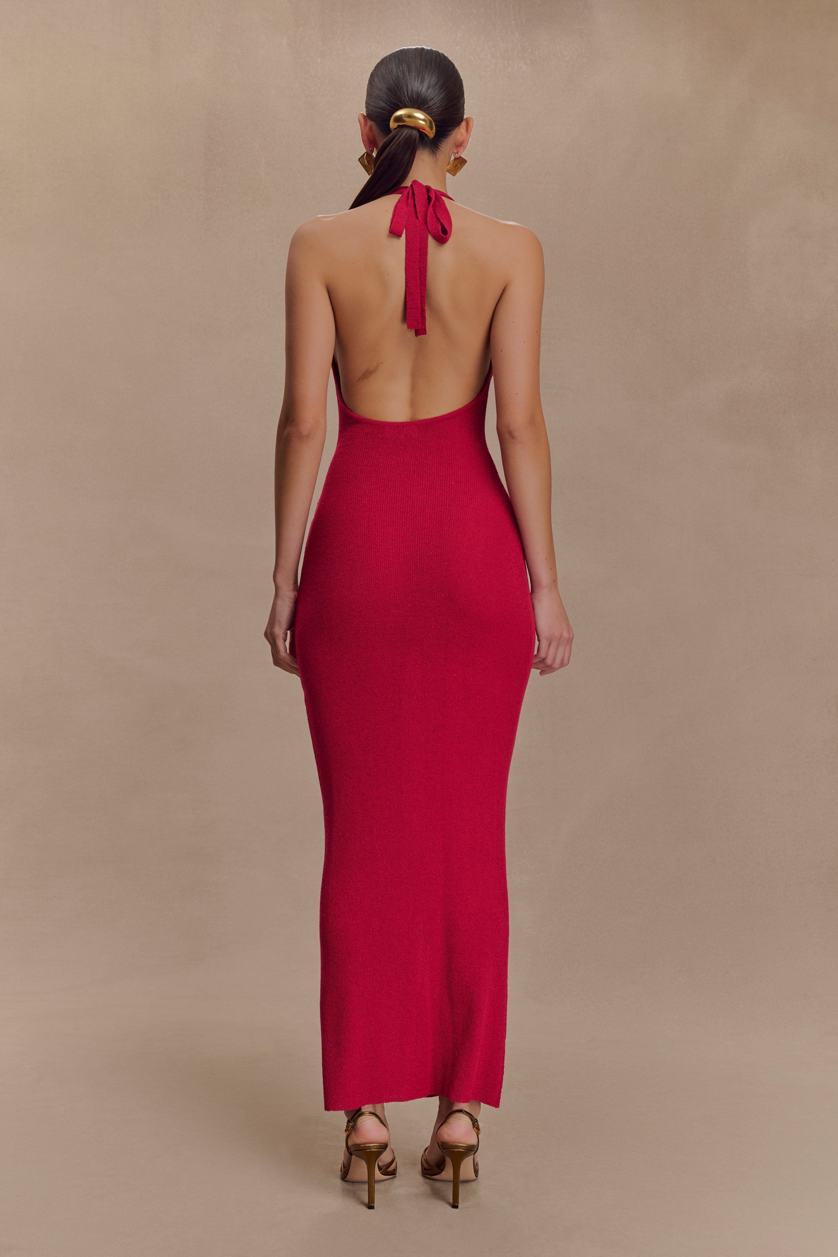 Ayella Cowl Knit Maxi Dress in Raspberry – Chic&Drifts