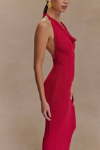Ayella Cowl Knit Maxi Dress in Raspberry – Chic&Drifts