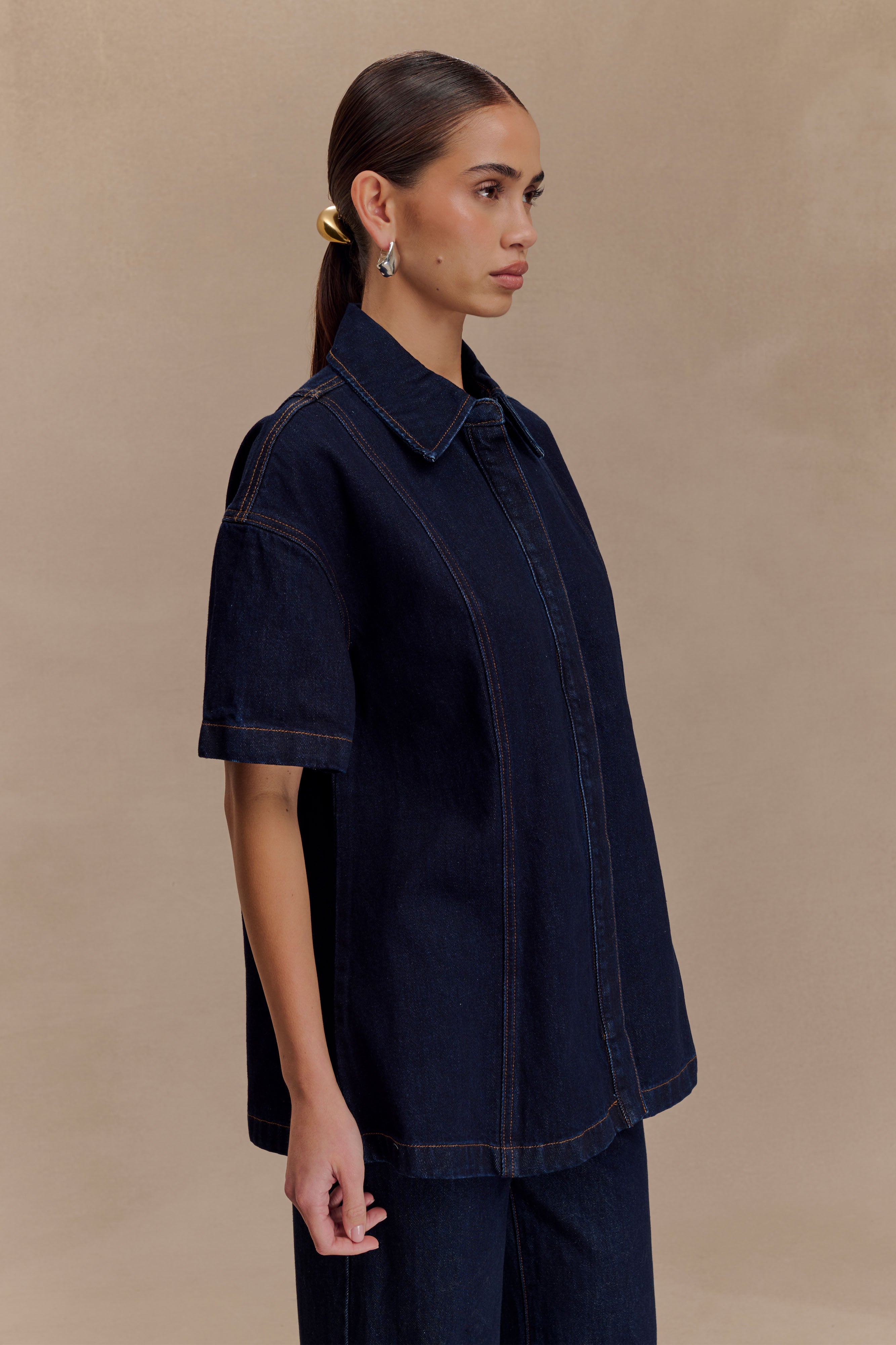 Maya Oversized Denim Shirt in Indigo Blue – Chic&Drifts