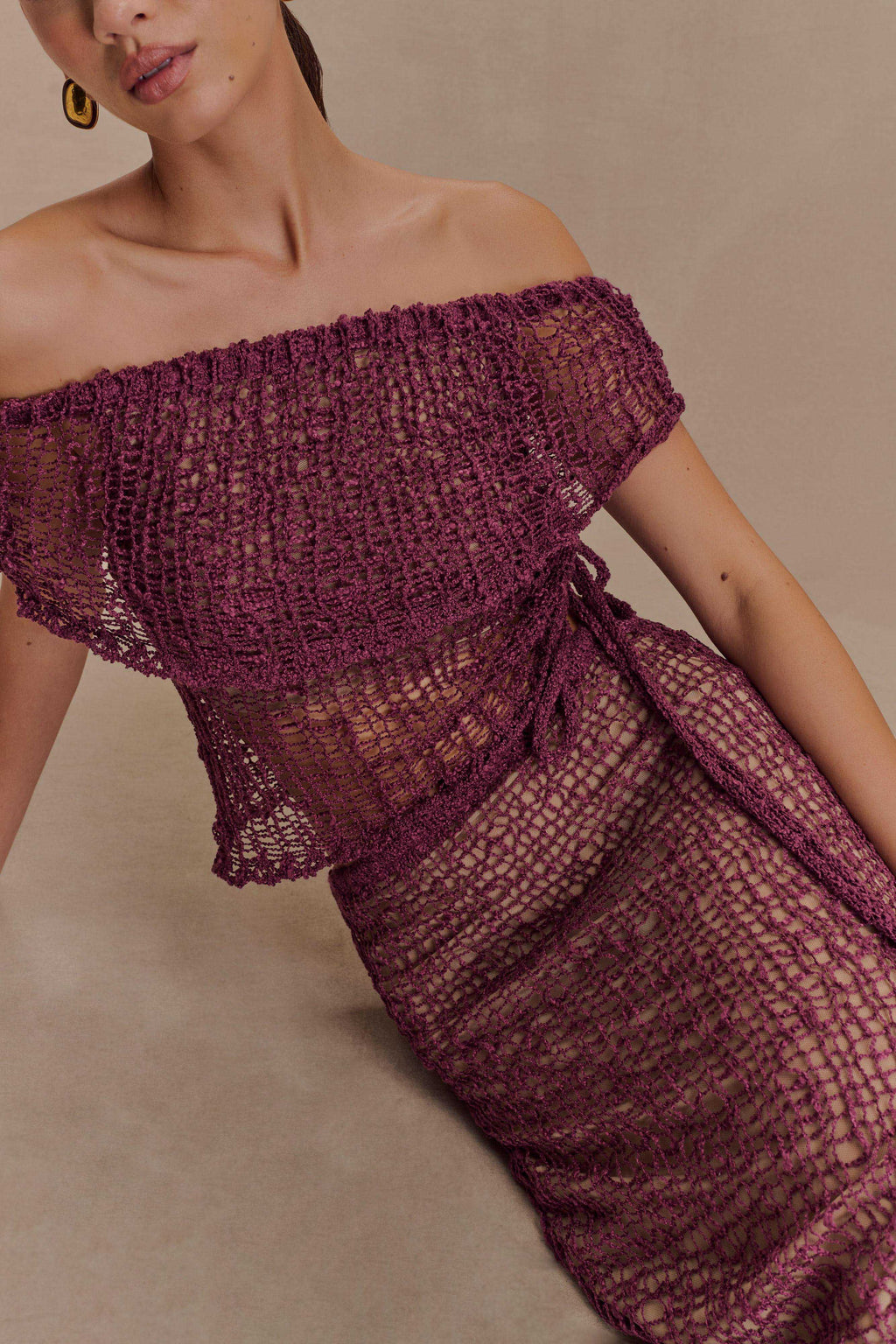 Cordelia Off Shoulder Knit Top in Mauve – Chic&Drifts