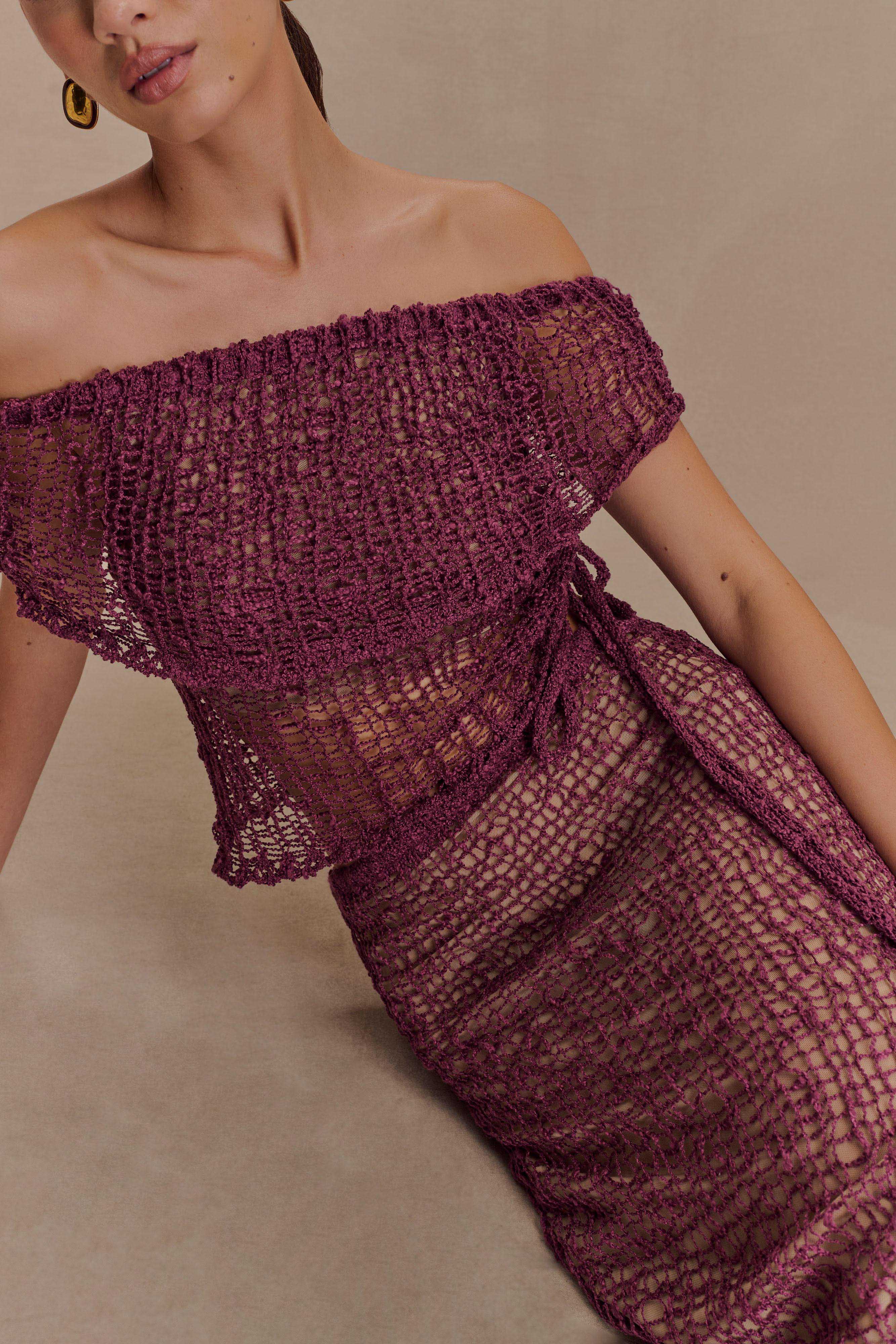 Cordelia Off Shoulder Knit Top in Mauve – Chic&Drifts