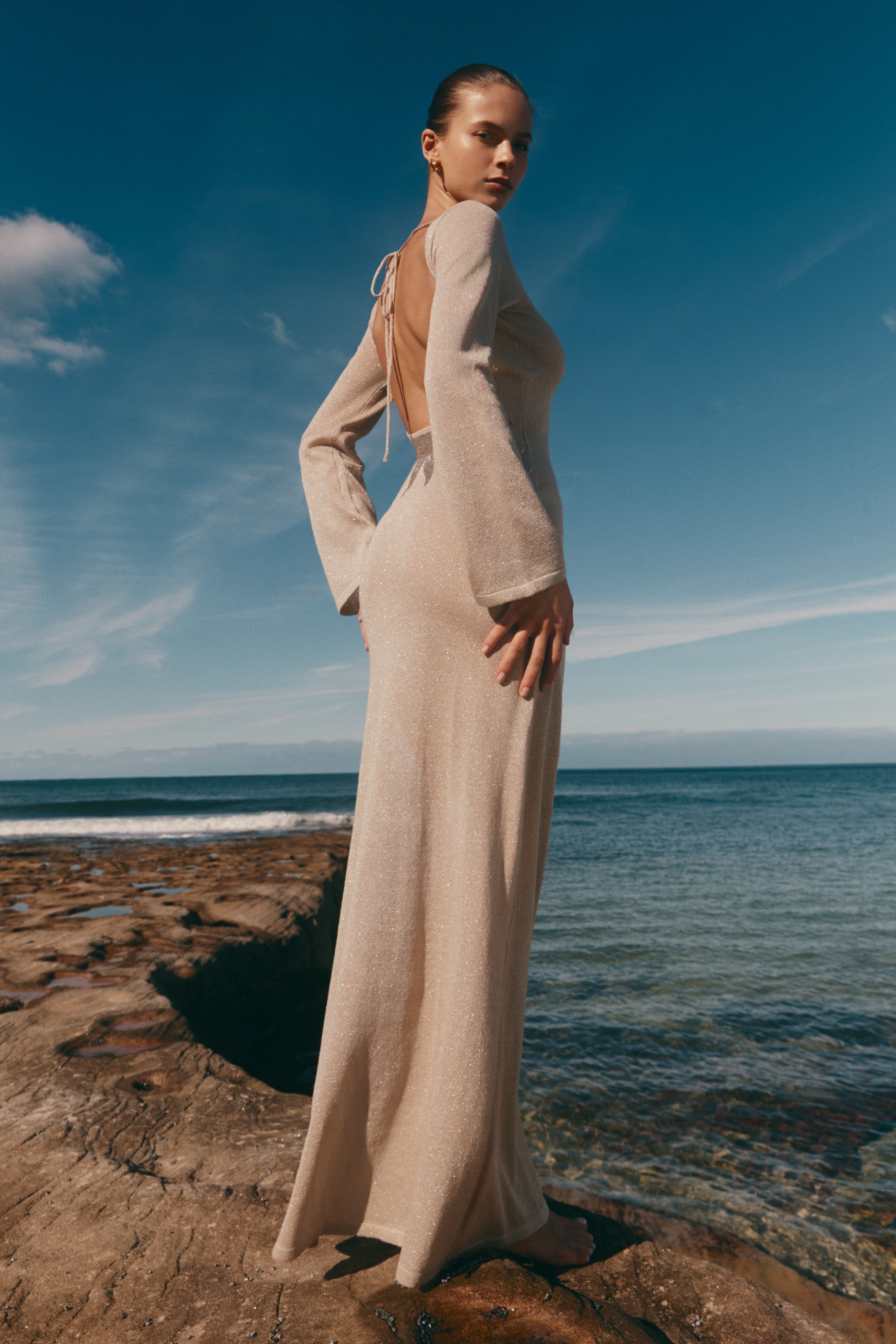 Atticus Knit Maxi Dress With Sequin in Gold – Chic&Drifts