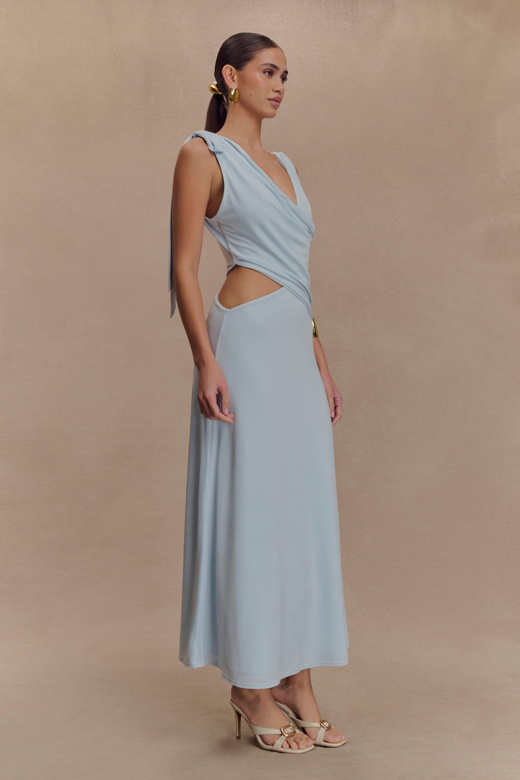 Raleigh Asymmetrical Slinky Midi Dress