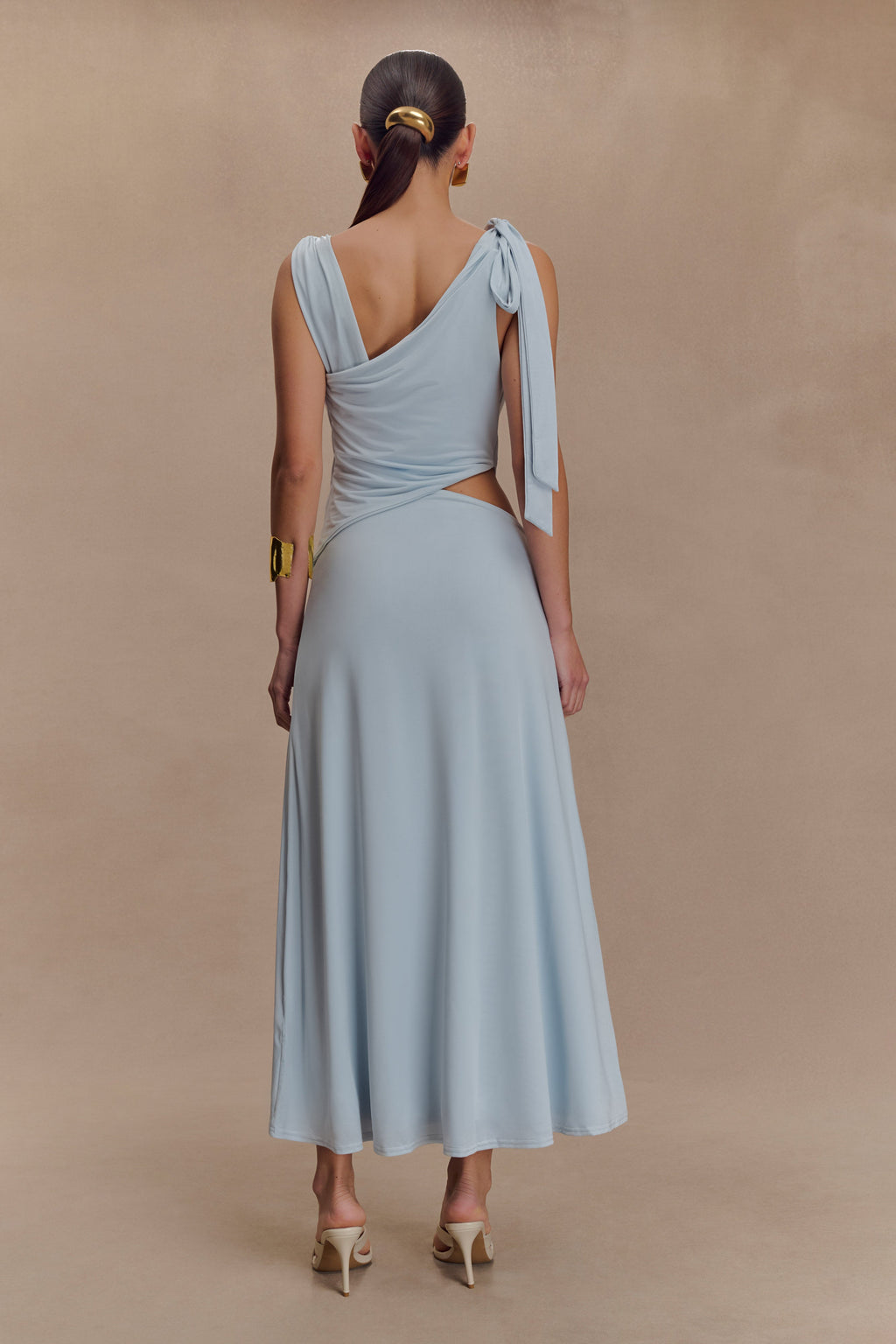 Raleigh Asymmetrical Slinky Midi Dress