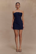 Raesha Frill Denim Mini Dress in Indigo Blue – Chic&Drifts